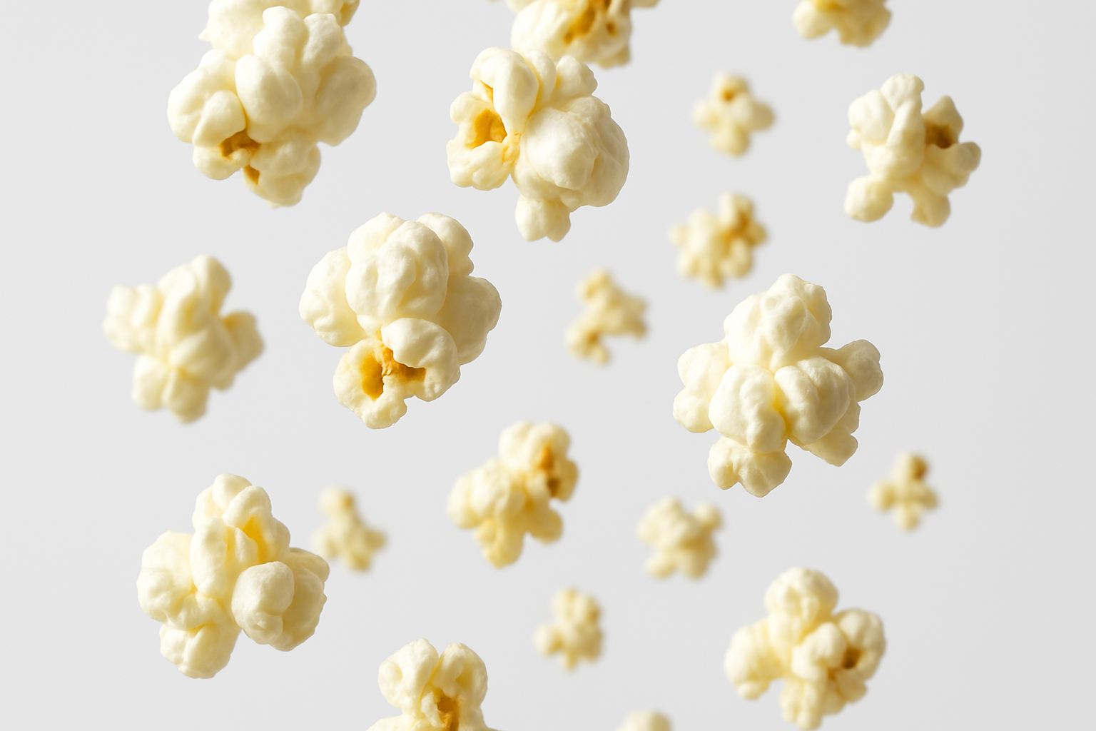 popcorn falling with white background