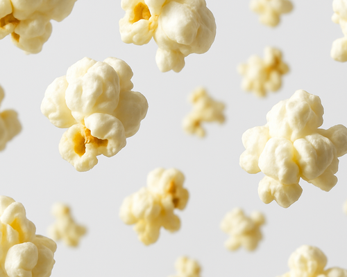 popcorn falling with white background